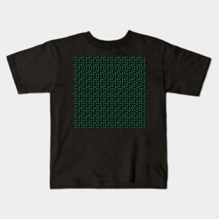 Monstera Leaves Pattern -Black and Green Kids T-Shirt